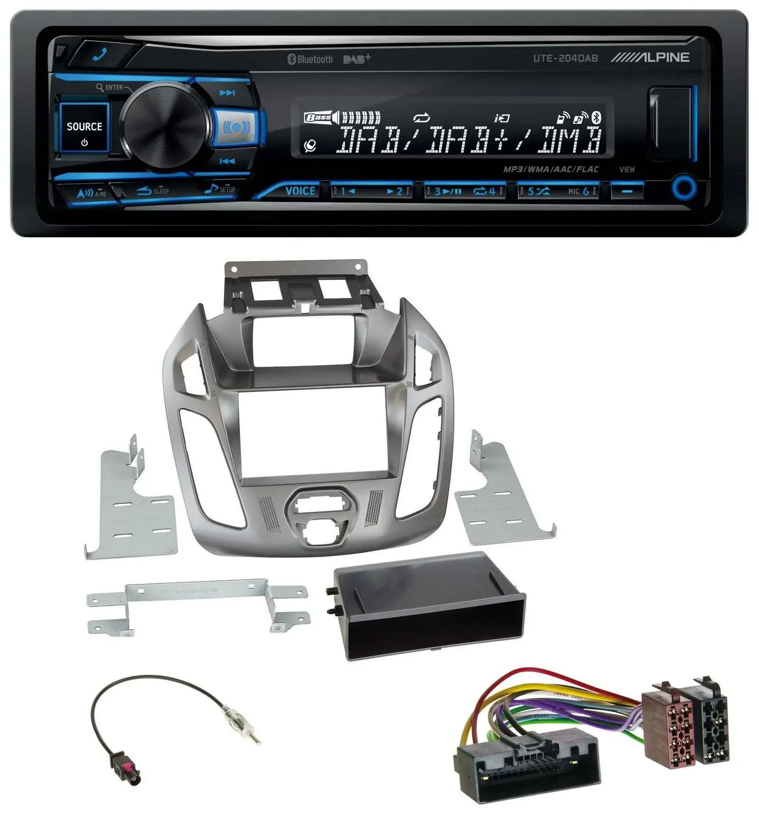 Alpine USB Bluetooth DAB MP3 Autoradio für Ford Transit Connect mit Display 12-1