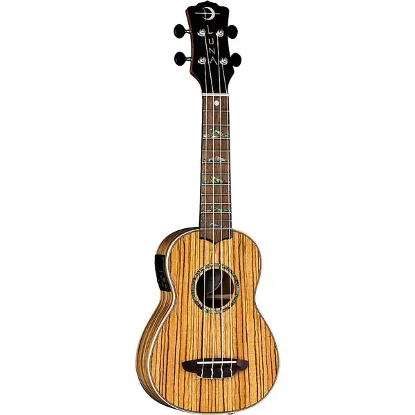 Укулеле Luna High Tide Zebrawood Acoustic-Electric Ukulele Satin Natural