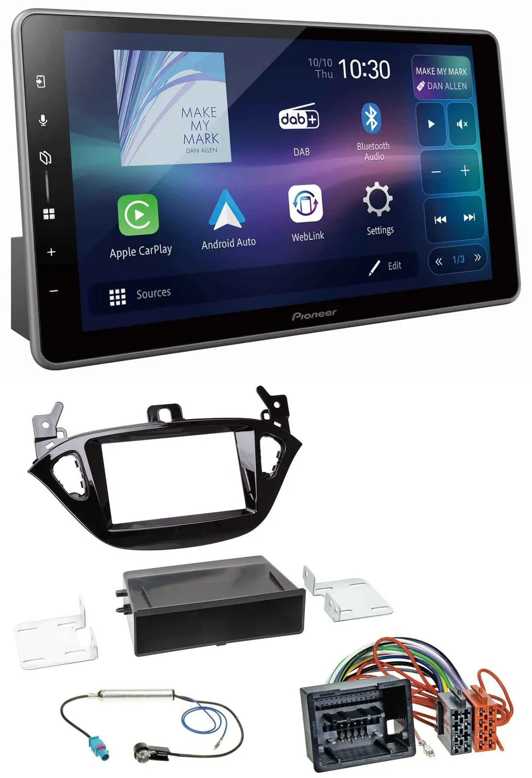 Автомагнитола Pioneer 1-DIN Bluetooth, USB, DAB, MP3 для Opel Adam (с 2013) и Corsa E (с 2015)