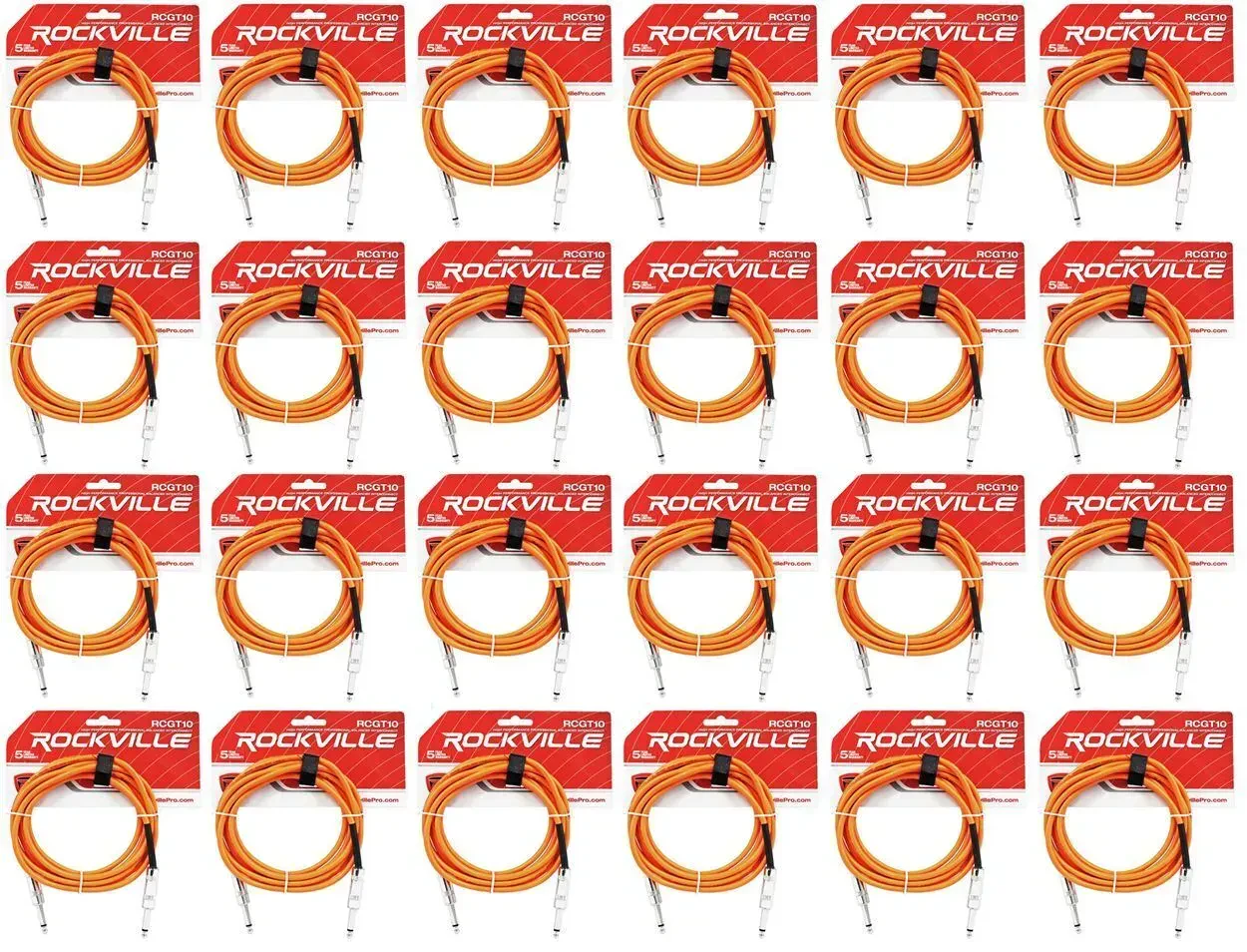 Инструментальный кабель Rockville RCGT10O Orange 3 м (24 штуки)