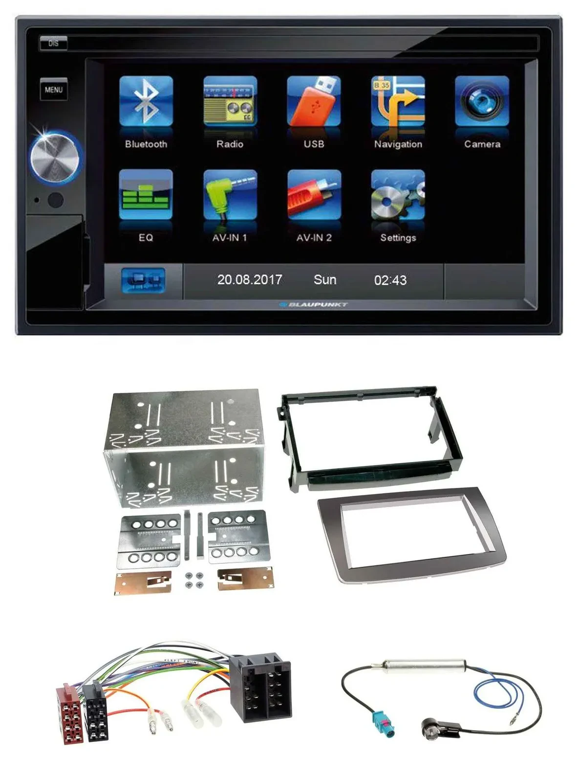 Blaupunkt SD Bluetooth 2DIN MP3 USB AUX Autoradio für Alfa Romeo Mito ISO 955 08