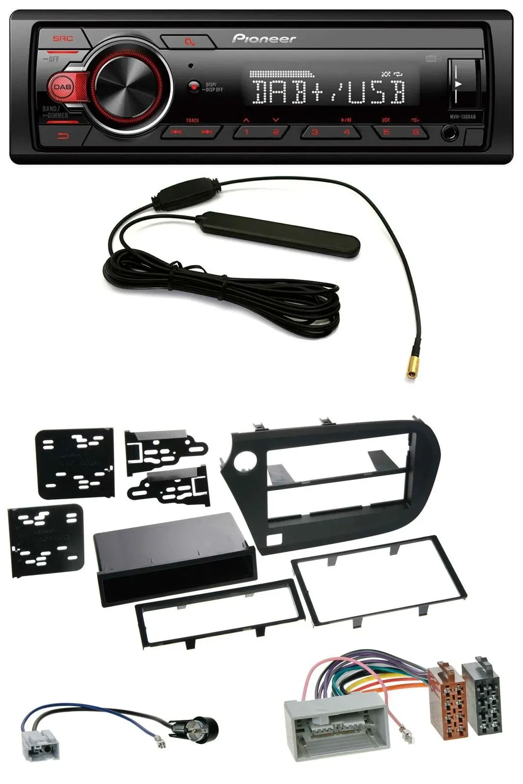 Pioneer MP3 DAB 1DIN AUX USB Autoradio für Honda Insight (ZE2, 2009-2013)
