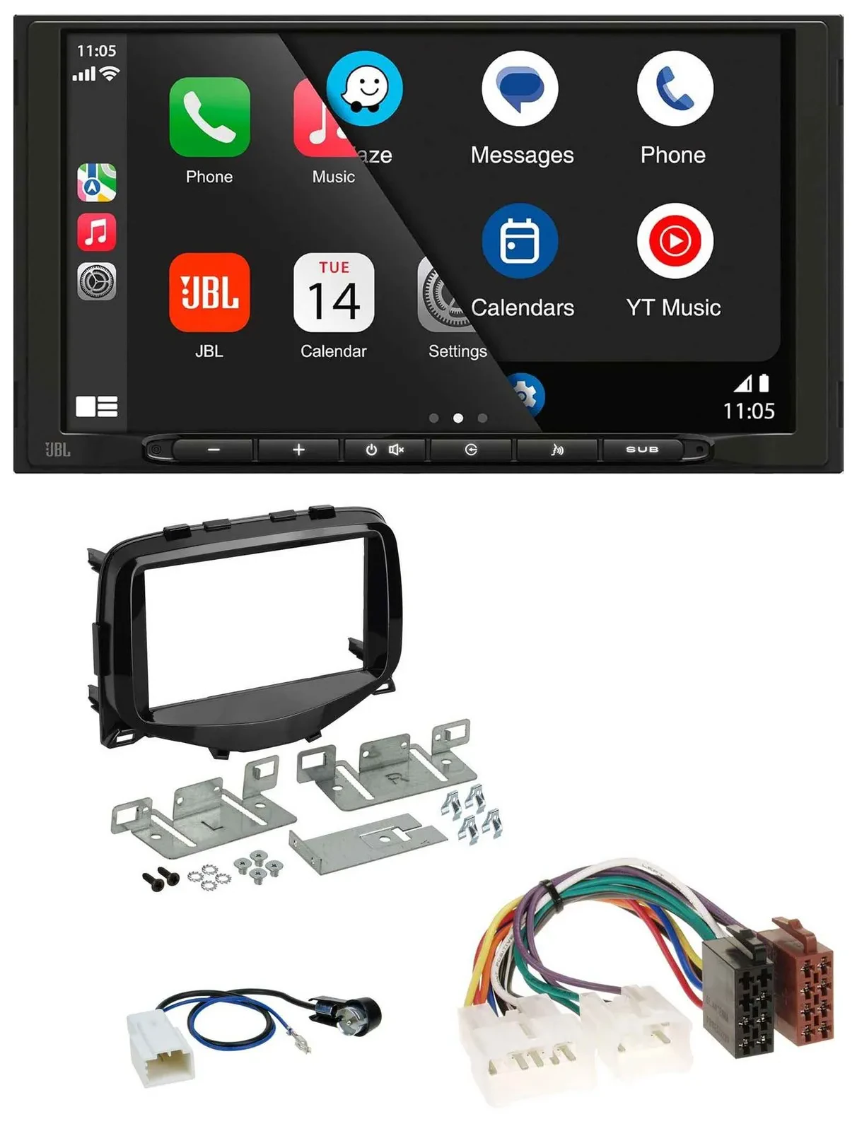 JBL USB 2DIN MP3 Bluetooth AUX Autoradio für Toyota Aygo (2014-2021)