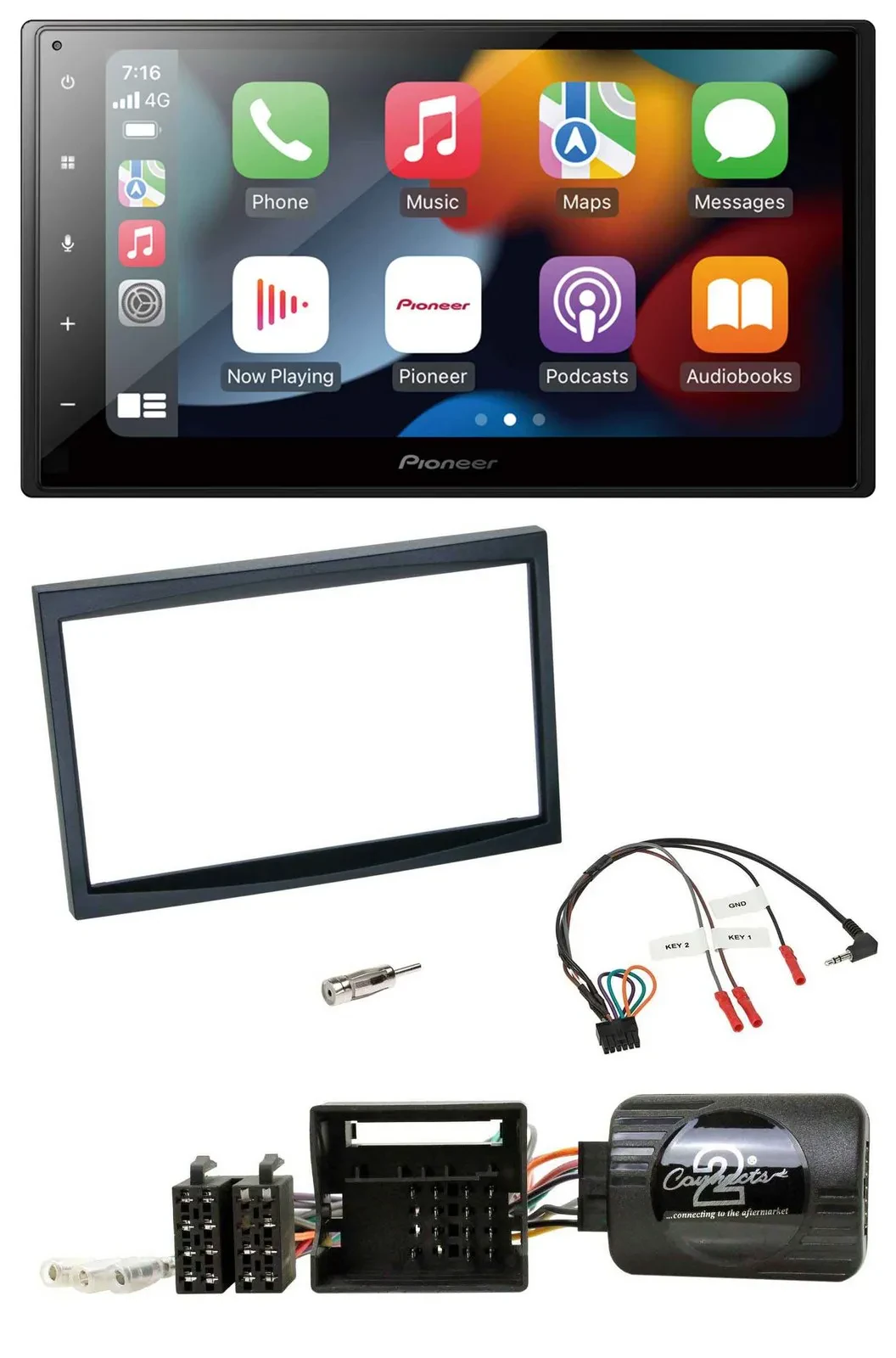 Pioneer DAB Bluetooth 2DIN USB Lenkrad Autoradio für Citroen C2 C3 Berlingo Jump