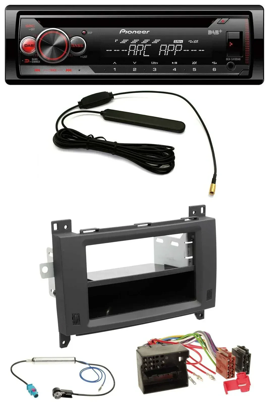 Автомагнитола Pioneer CD/USB/AUX/DAB/MP3 для Mercedes Vito/Viano 2006–2014, резиновое покрытие