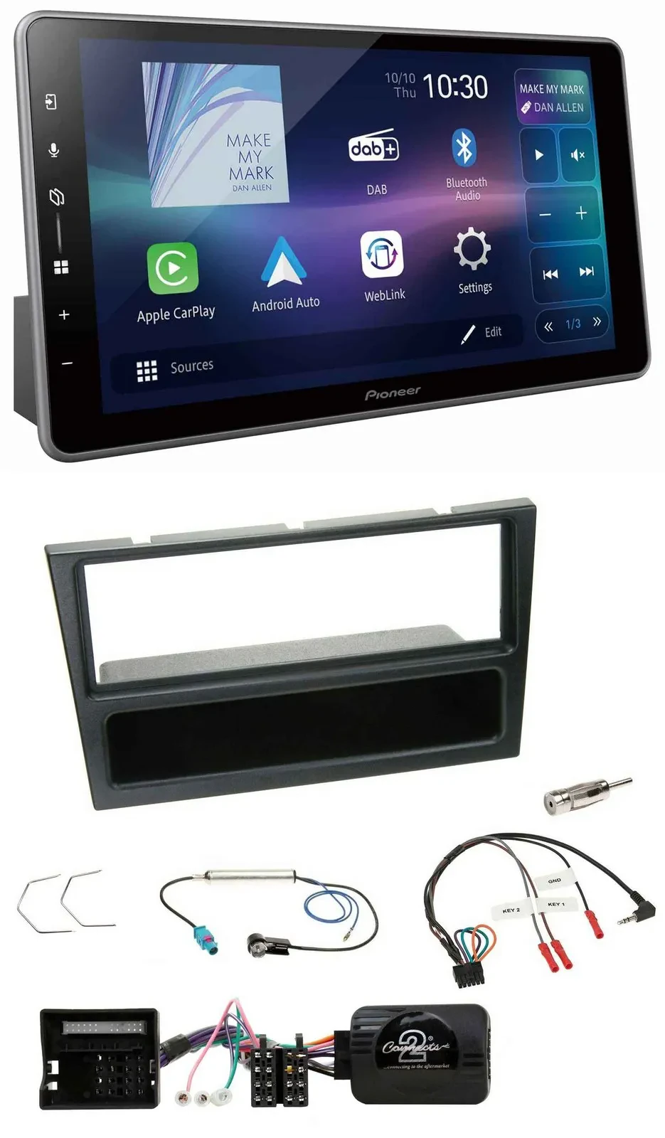 Pioneer Bluetooth USB DAB Lenkrad Autoradio für Opel Corsa C 2004-2006 schwarz