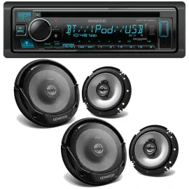 Kenwood KDC-BT382U DIN CD Multimedia Receiver + (4) 6.5" Coaxial Speakers