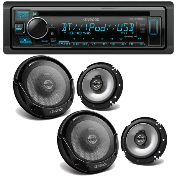 Kenwood KDC-BT382U DIN CD Multimedia Receiver + (4) 6.5" Coaxial Speakers