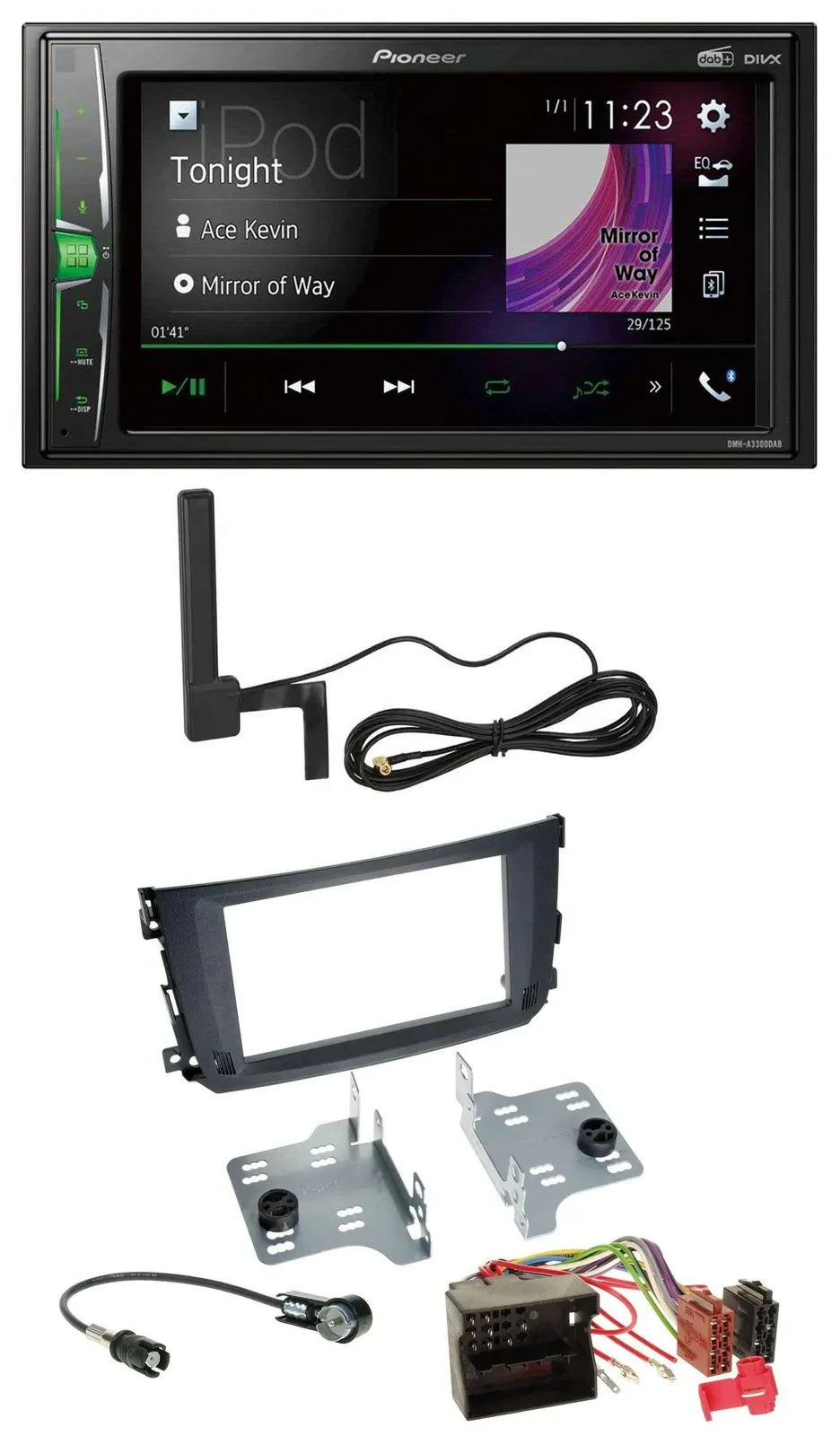 Pioneer MP3 DAB AUX 2DIN Bluetooth Autoradio für Smart ForTwo 2010-14 Quadlock