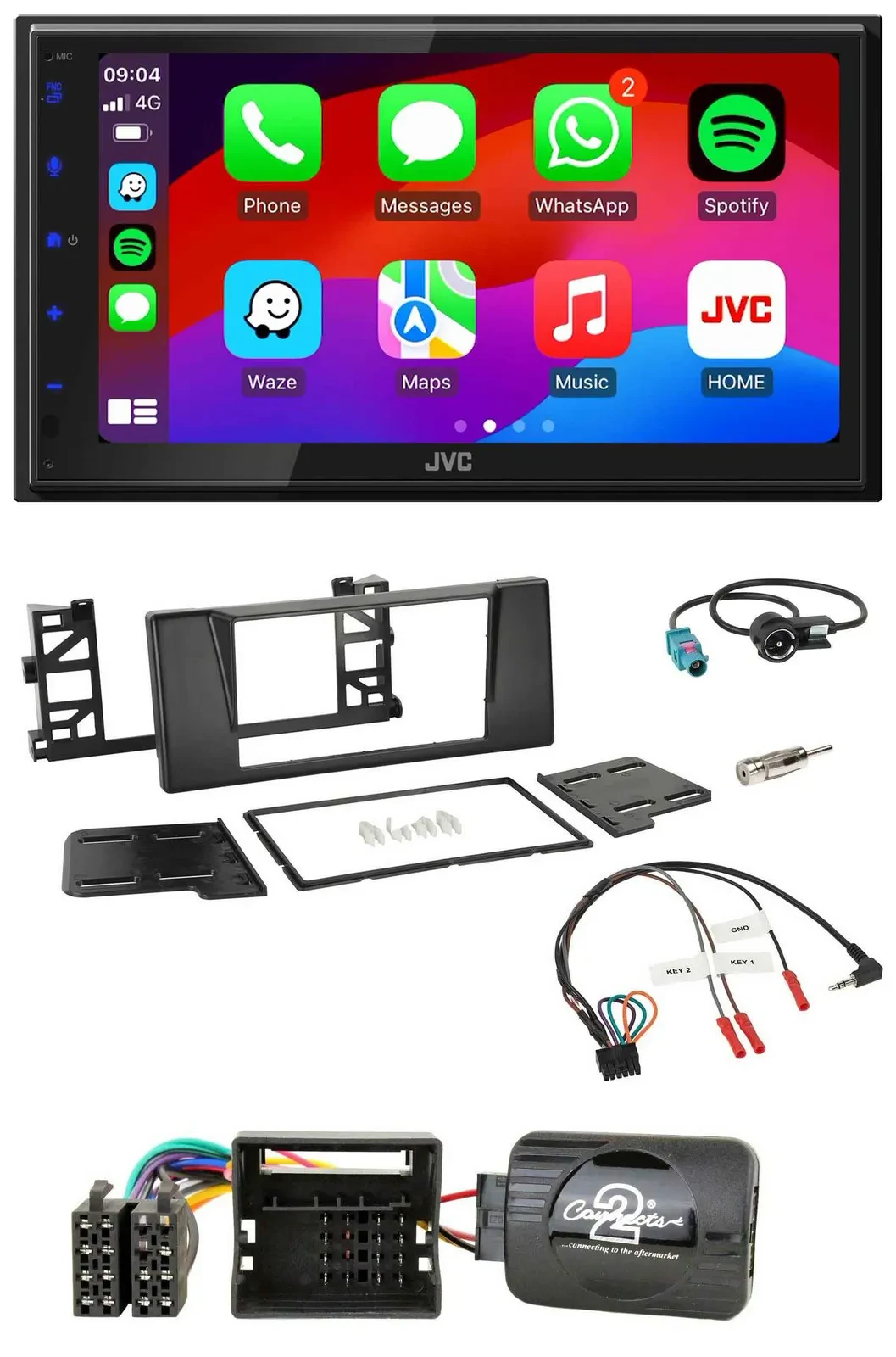 JVC Bluetooth 2DIN Lenkrad DAB USB Autoradio für BMW 5er E39 01-04 Aktivsystem