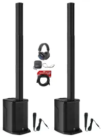 (2) Gemini WPX-2000TOGO Rechargeable DJ Line Array Speakers+Subs+Mics+Headphones
