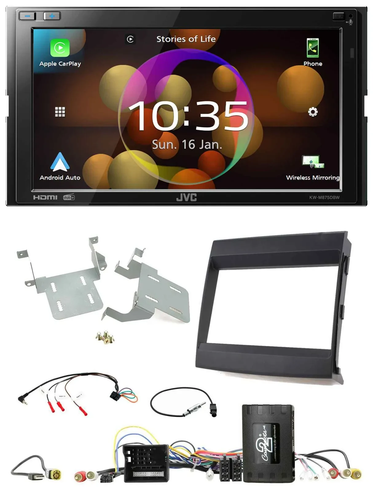 JVC DAB Lenkrad 2DIN Bluetooth USB Autoradio für Porsche Cayenne 11-16 Infoadapt