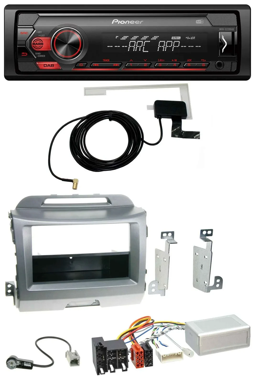 Pioneer 1DIN USB DAB MP3 Lenkrad Autoradio für Kia Sportage 3 10-15 Navi silber