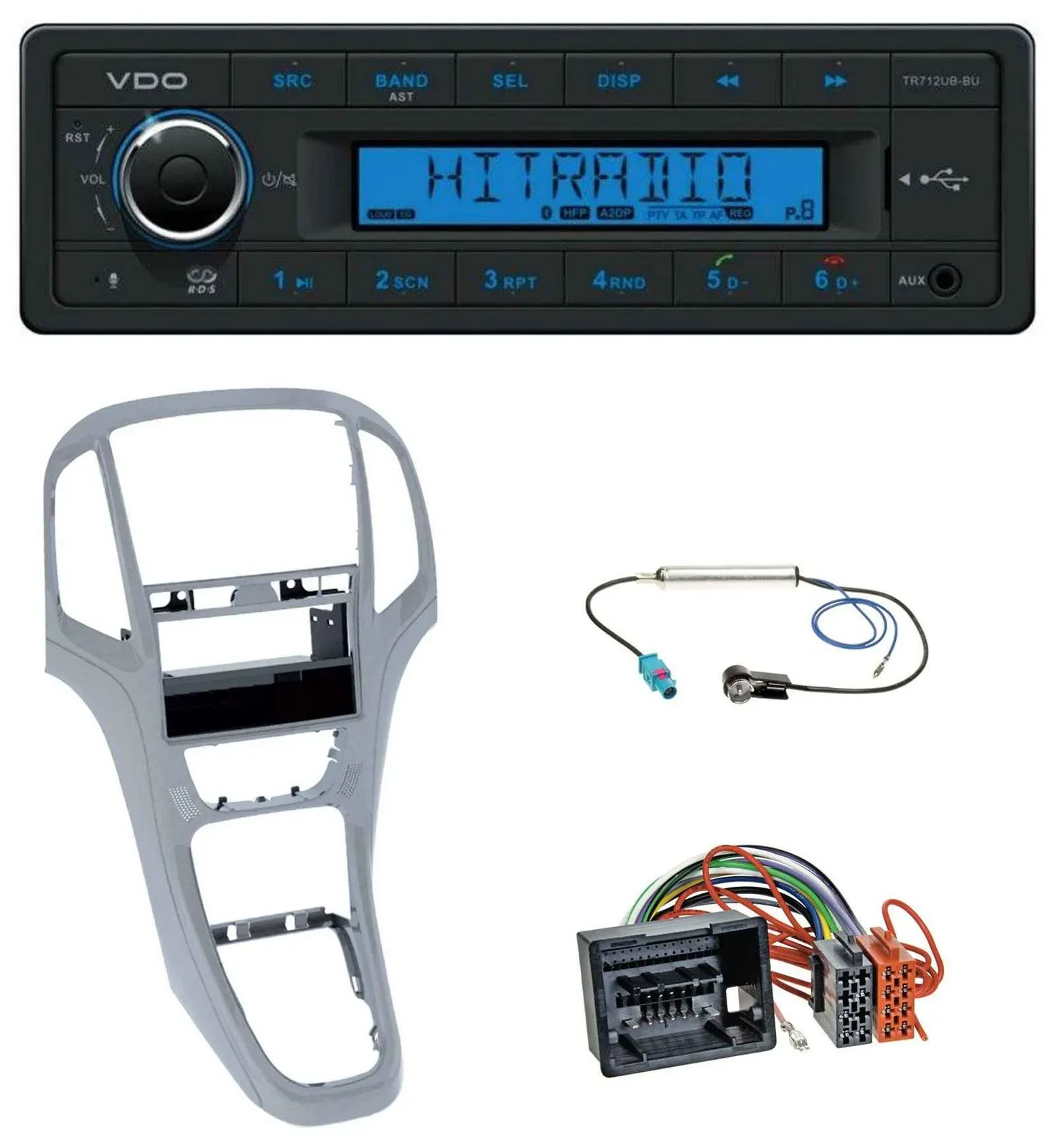 VDO Bluetooth AUX USB MP3 Autoradio für Opel Astra J ab 2009 Platin silber