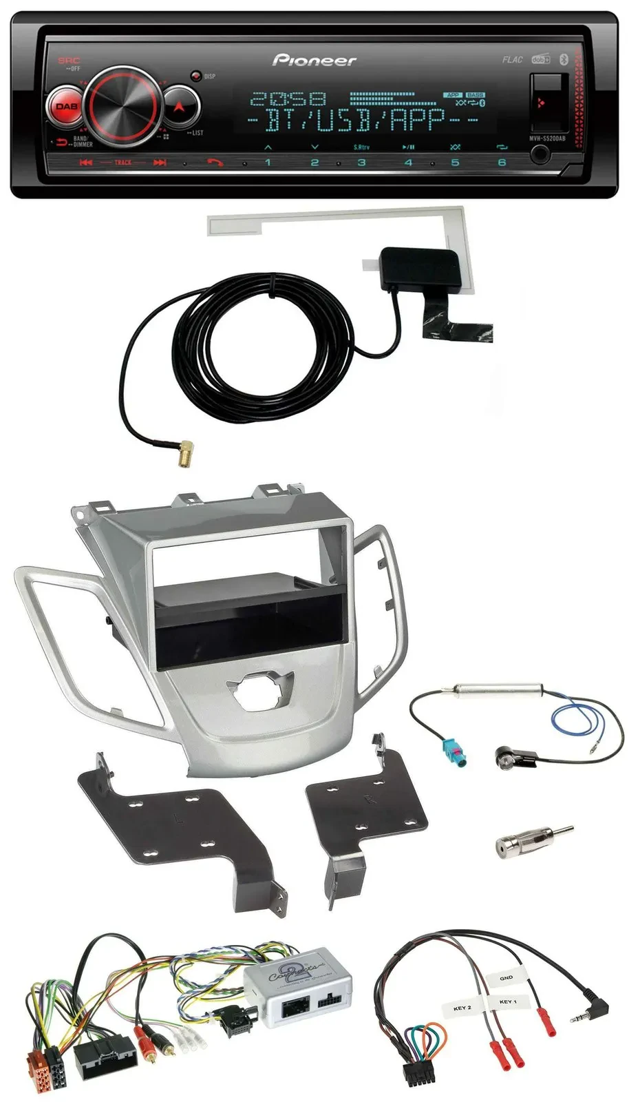 Pioneer Bluetooth DAB USB Lenkrad Autoradio für Ford Fiesta 2010-17 ohne Display