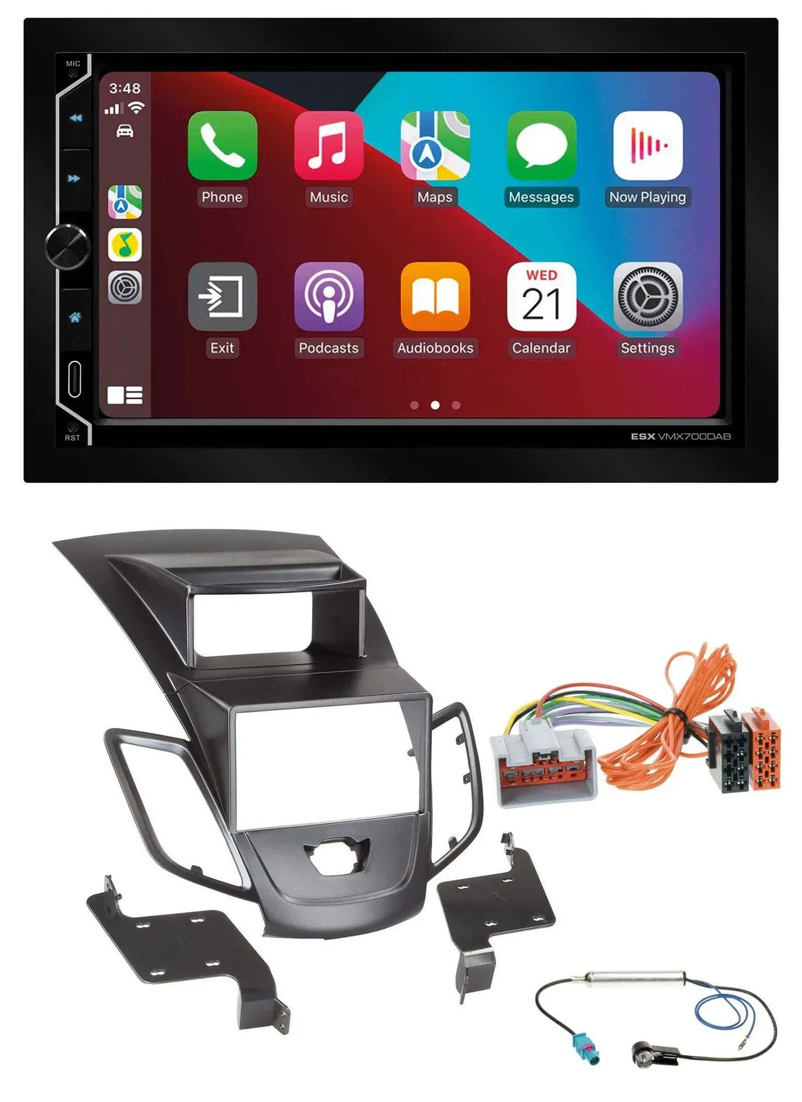 ESX 2DIN DAB USB MP3 Bluetooth Autoradio für Ford Fiesta 08-10 Display schwarz