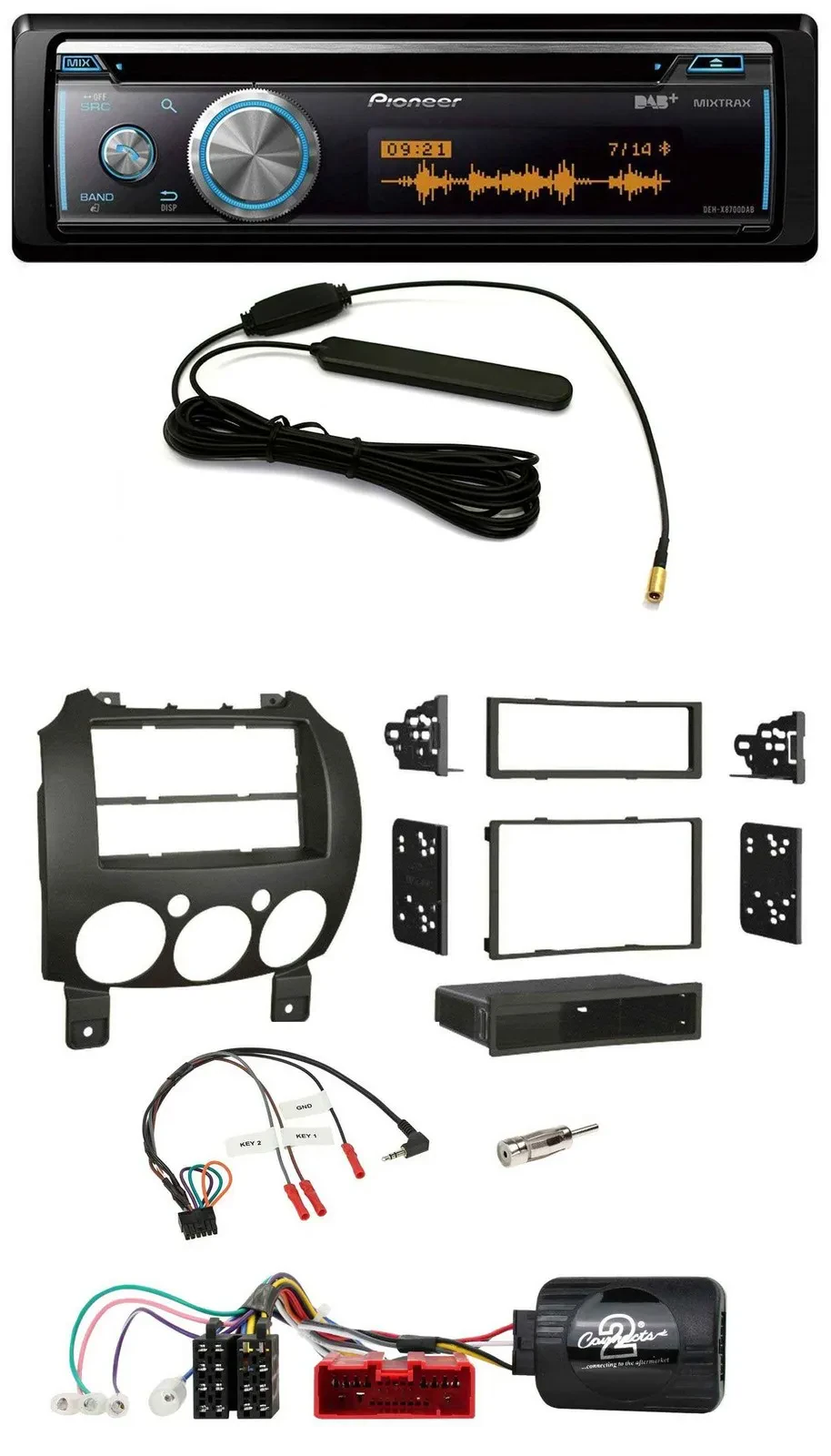 Pioneer CD USB Bluetooth DAB Lenkrad Autoradio für Mazda 2 2007-2014 nur Panason