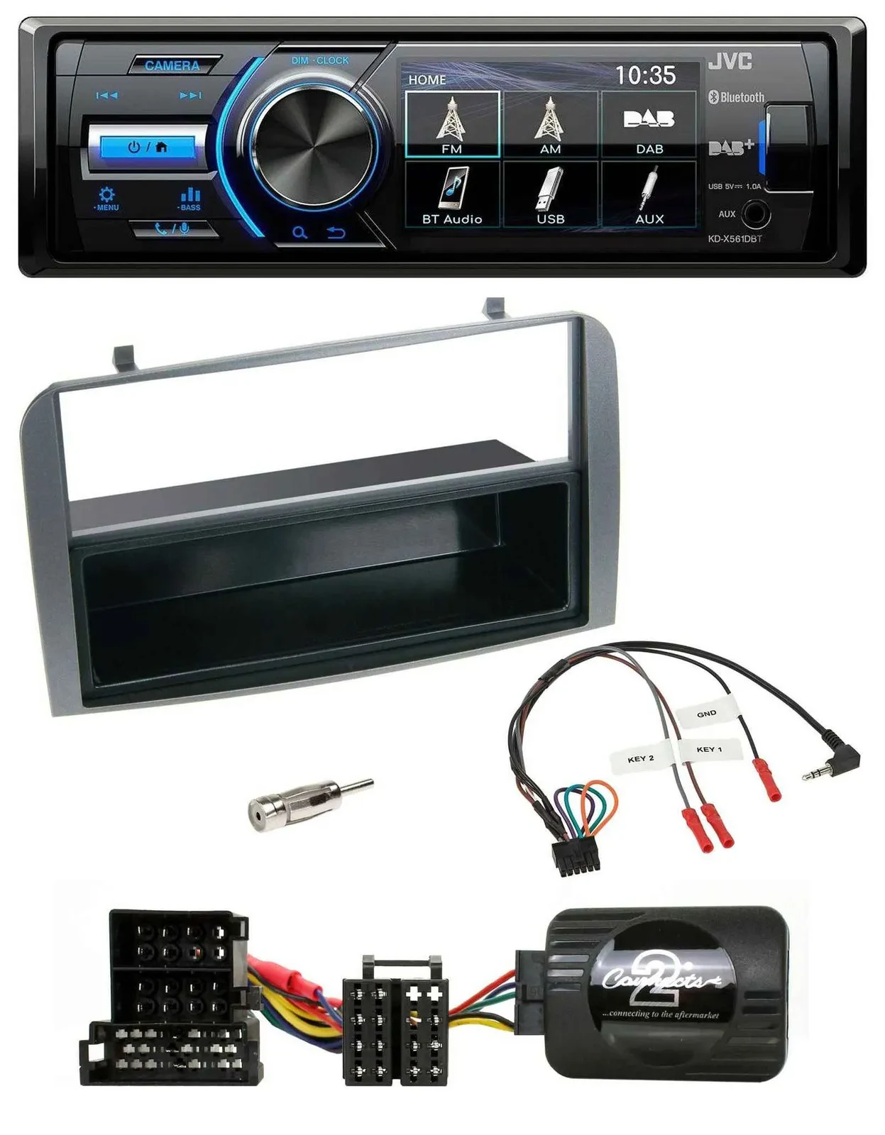 JVC Bluetooth Lenkrad USB DAB Autoradio für Alfa 147 GT anthrazit Ablage