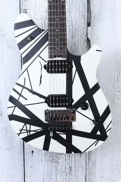 EVH Wolfgang Special Striped Electric Guitar Black and White with Gig Bag