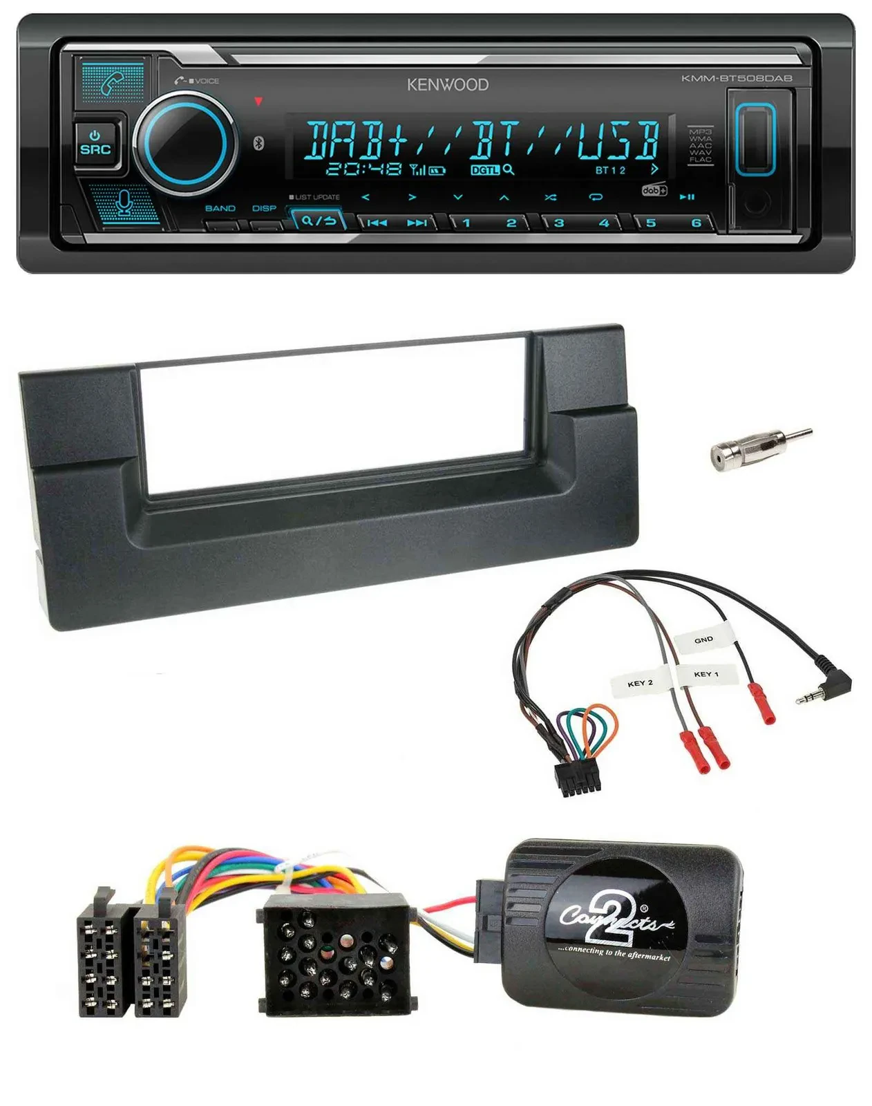 Kenwood Bluetooth Lenkrad DAB USB Autoradio für BMW 5er E39 1996-2004 Aktivsyste