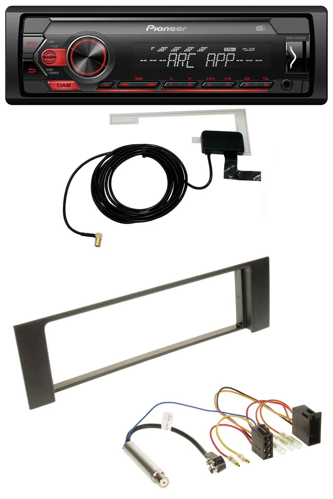 Pioneer 1DIN USB DAB MP3 AUX Autoradio für Audi A4 (B6, 00-04) - ISO