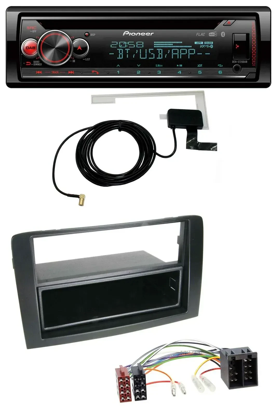 Автомагнитола для Fiat Idea (350, 2003–2011) Pioneer DAB CD MP3 USB Bluetooth черная