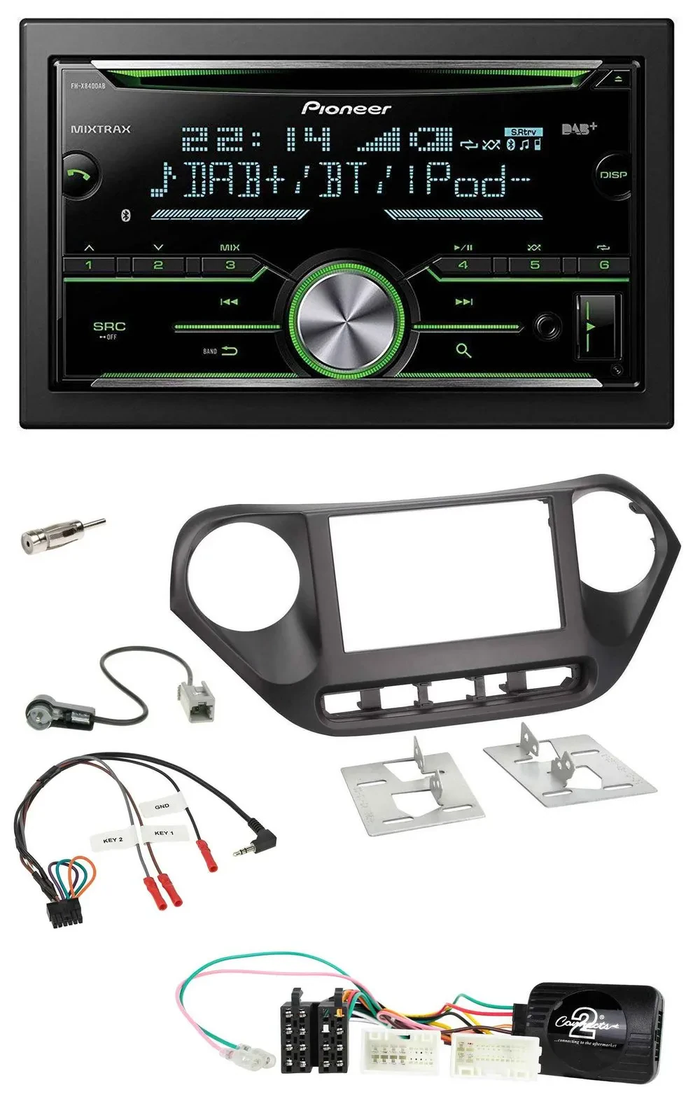 Автомагнитола Pioneer 2DIN, Bluetooth, DAB, USB, CD, для Hyundai i10 (с 2014)