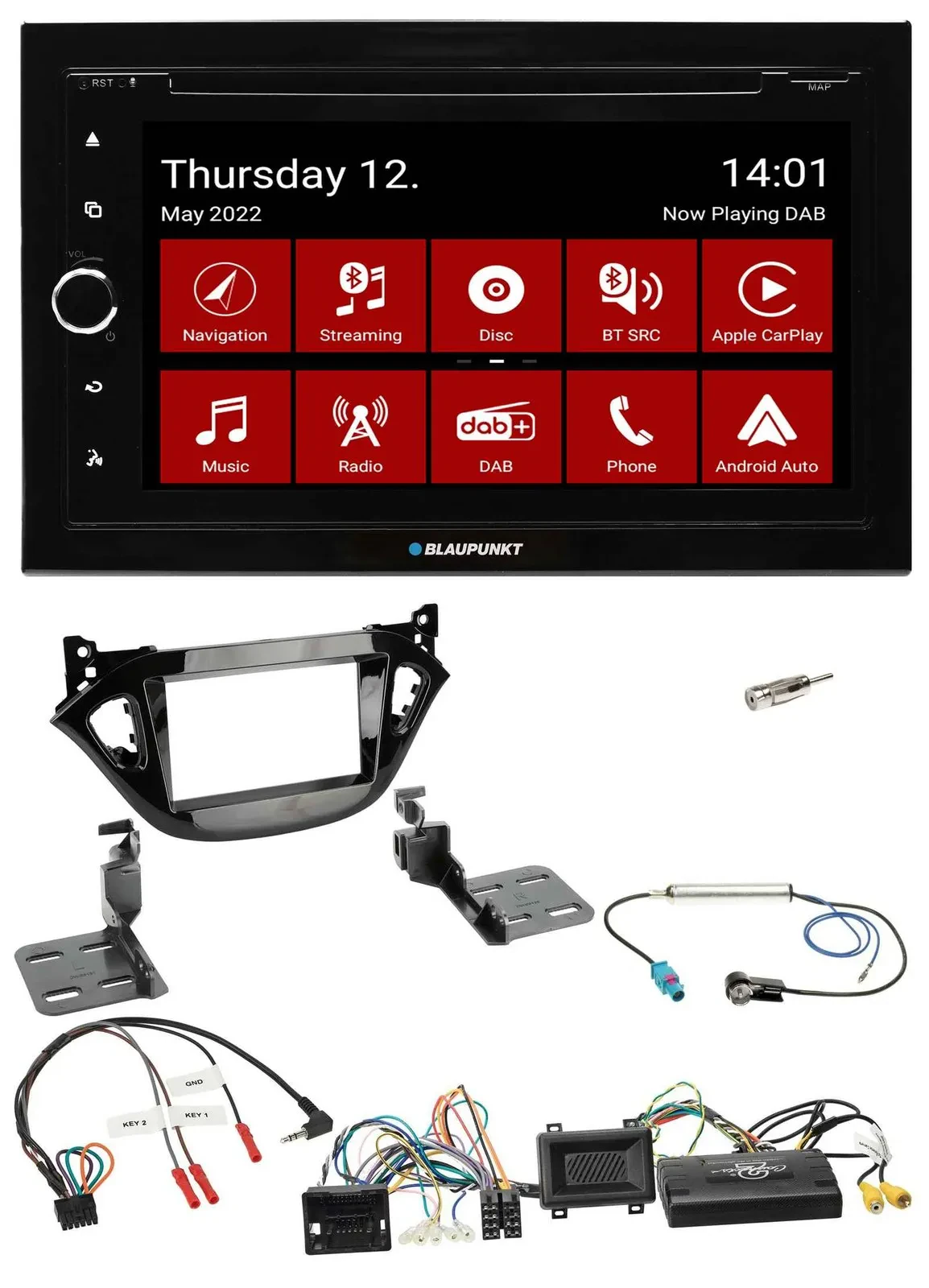 Blaupunkt 2DIN Lenkrad Bluetooth USB TMC DAB Navigation für Opel Adam Corsa E 20