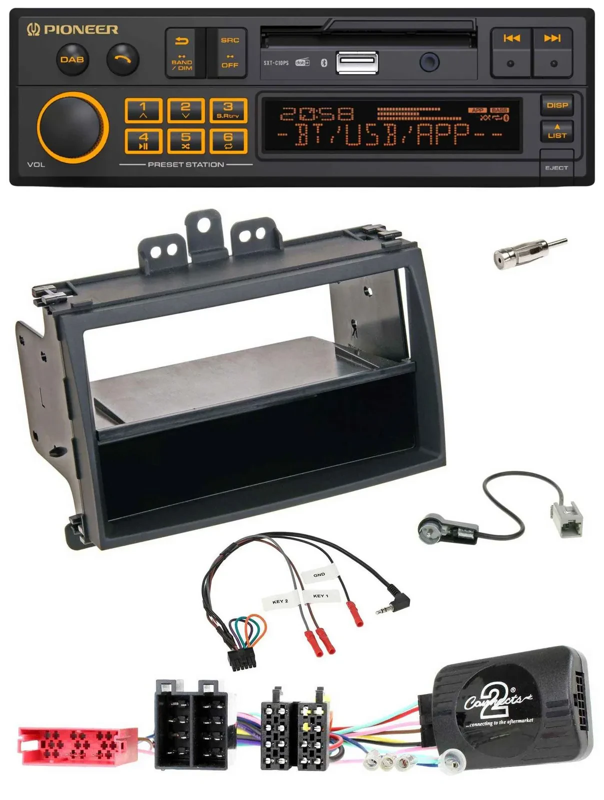 Pioneer DAB Lenkrad USB Bluetooth Autoradio für Hyundai i20 09-11 schwarz Rubber