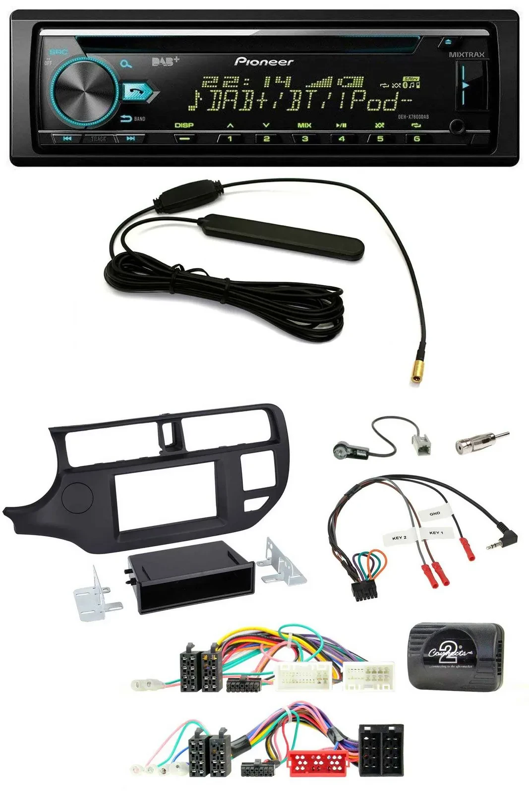 Автомагнитола для Kia Rio UB 2011–2015 Pioneer CD/MP3, DAB, USB, черный