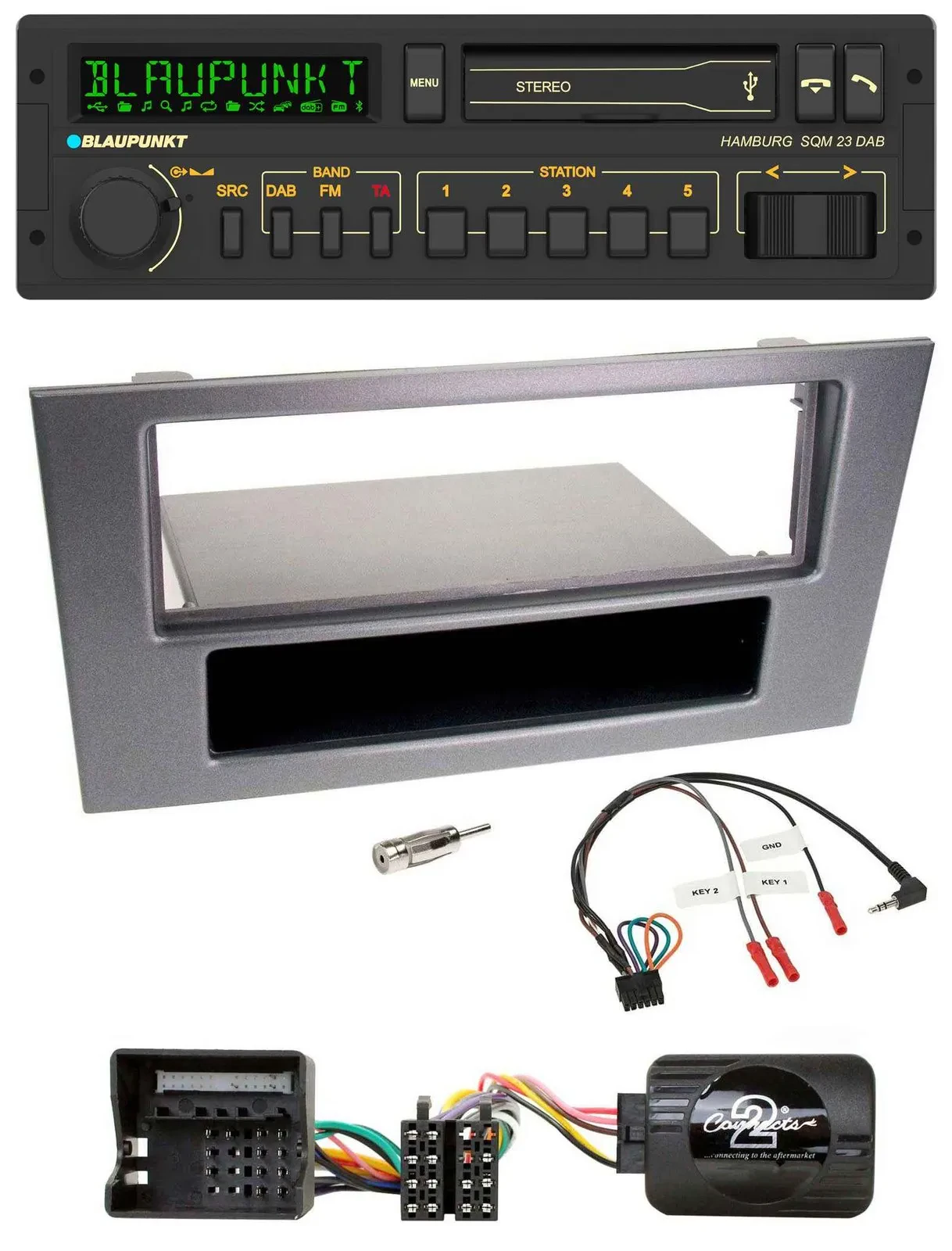 Blaupunkt USB DAB Bluetooth Lenkrad Autoradio für Ford Mondeo 2004-2007 anthrazi