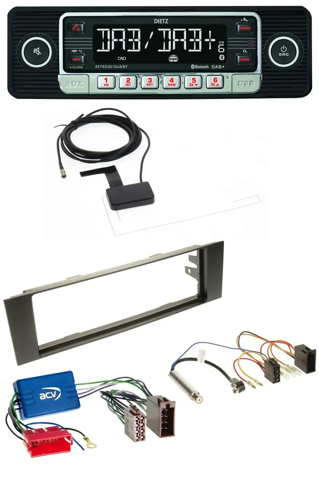 Dietz DAB Bluetooth USB MP3 Autoradio für Audi A3 8P 03-06 Aktivsystem Mini-ISO