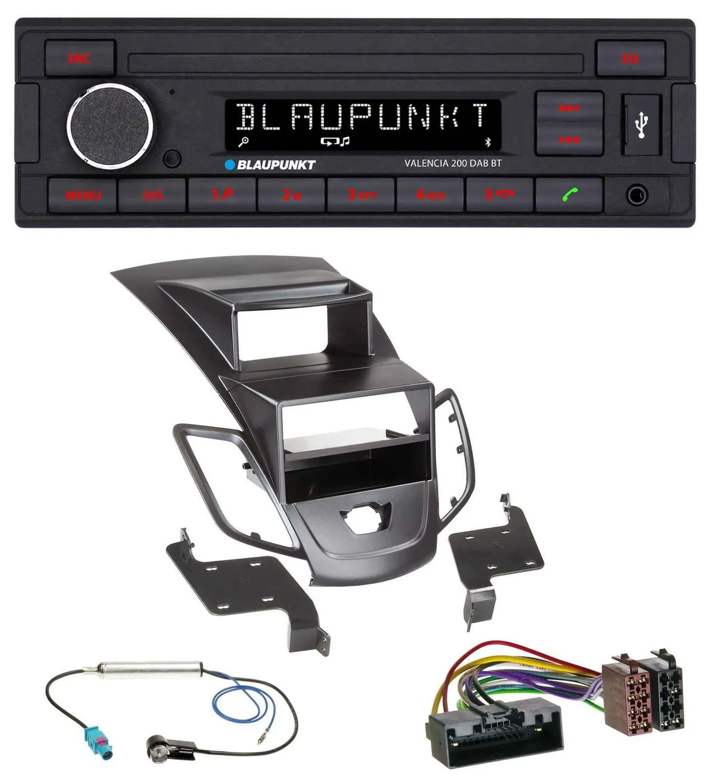 Blaupunkt DAB MP3 Bluetooth USB Autoradio für Ford Fiesta 10-17 Display schwarz