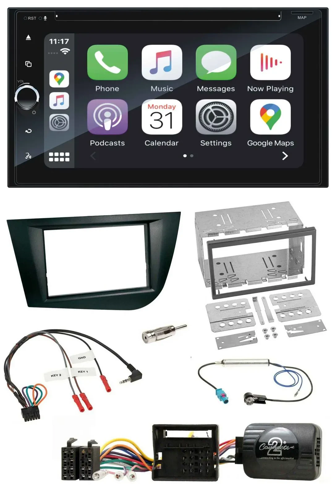 Blaupunkt DAB Lenkrad TMC Bluetooth USB 2DIN Navigation für Seat Leon 2005-2009