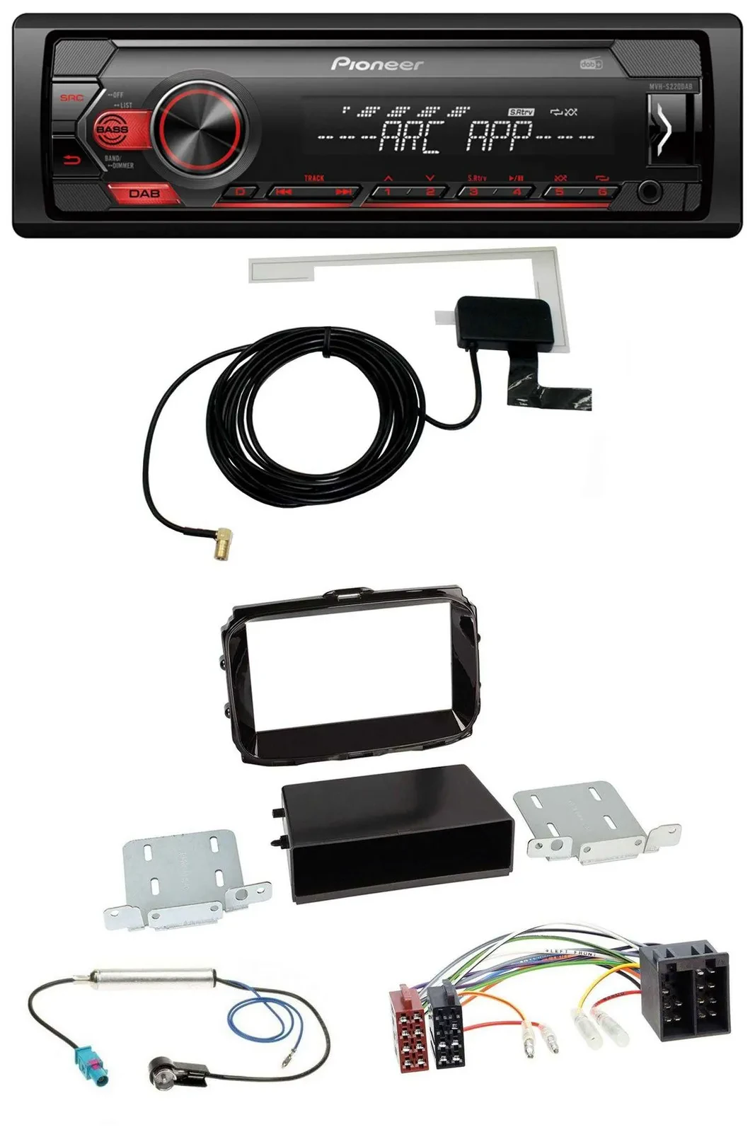 Автомагнитола Pioneer 1DIN USB DAB MP3 AUX для Alfa Romeo Giulietta (с 2013) ISO, чёрный глянец