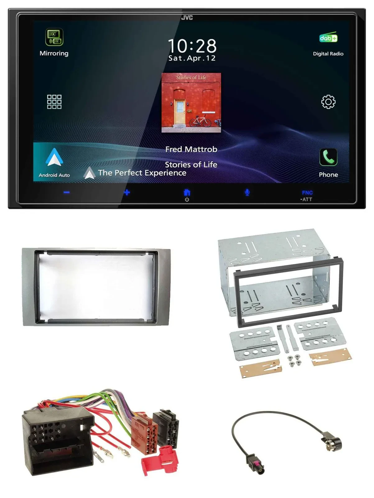 JVC USB Bluetooth 2DIN DAB MP3 Autoradio für Ford Kuga Fusion Transit 05-12 silb