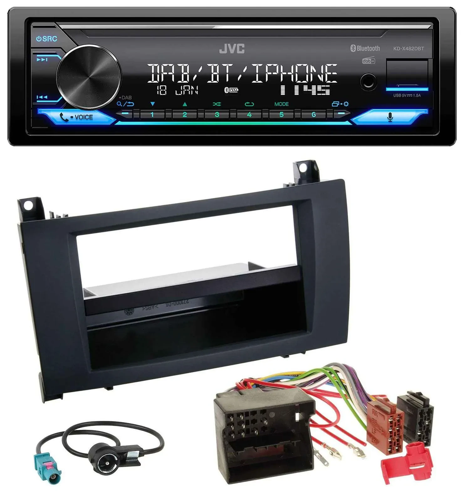JVC Bluetooth DAB USB MP3 Autoradio für Mercedes SLK (R171, 2004-2011)