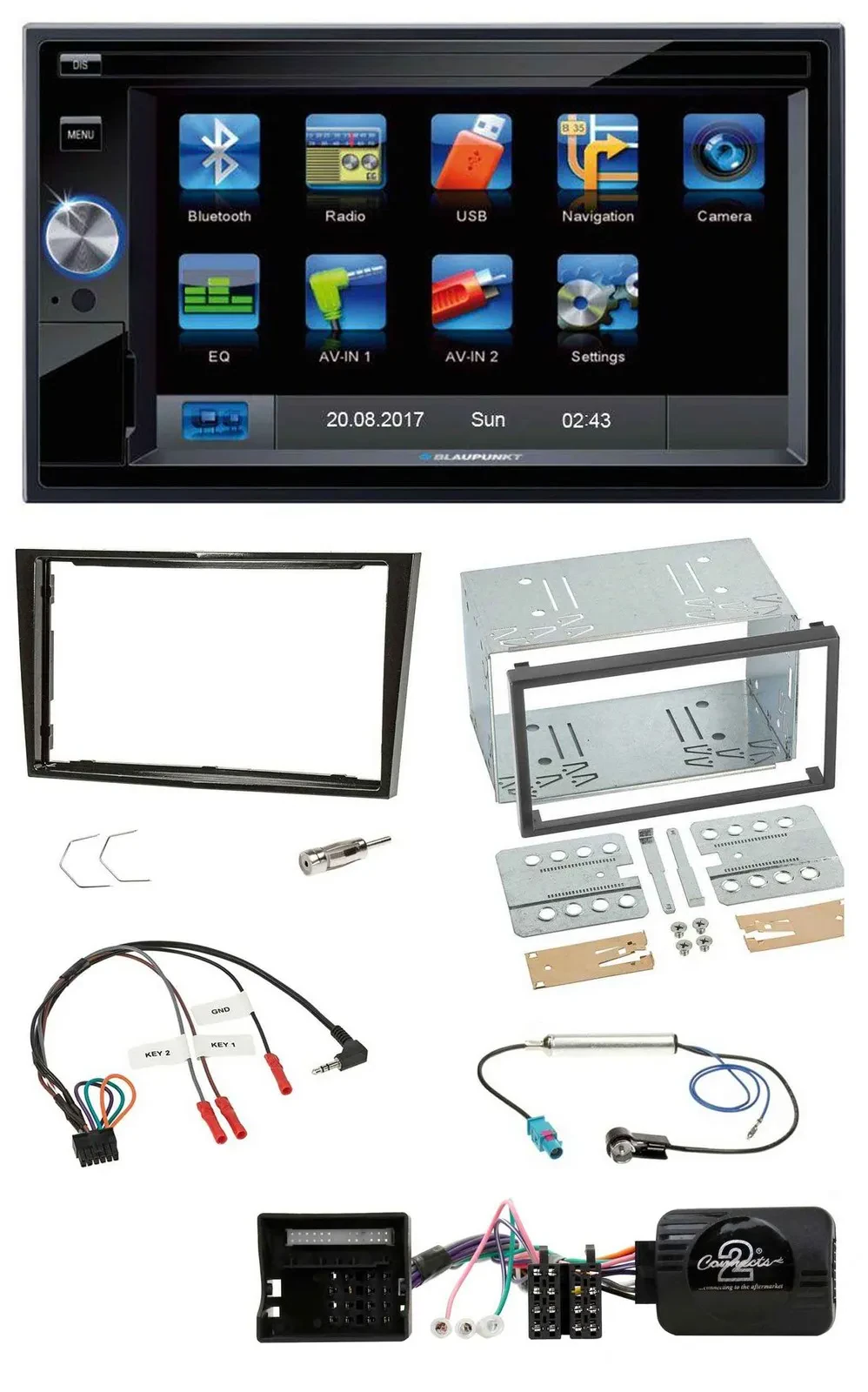 Blaupunkt SD USB TMC Bluetooth 2DIN Lenkrad Navigation für Opel Zafira Corsa D A