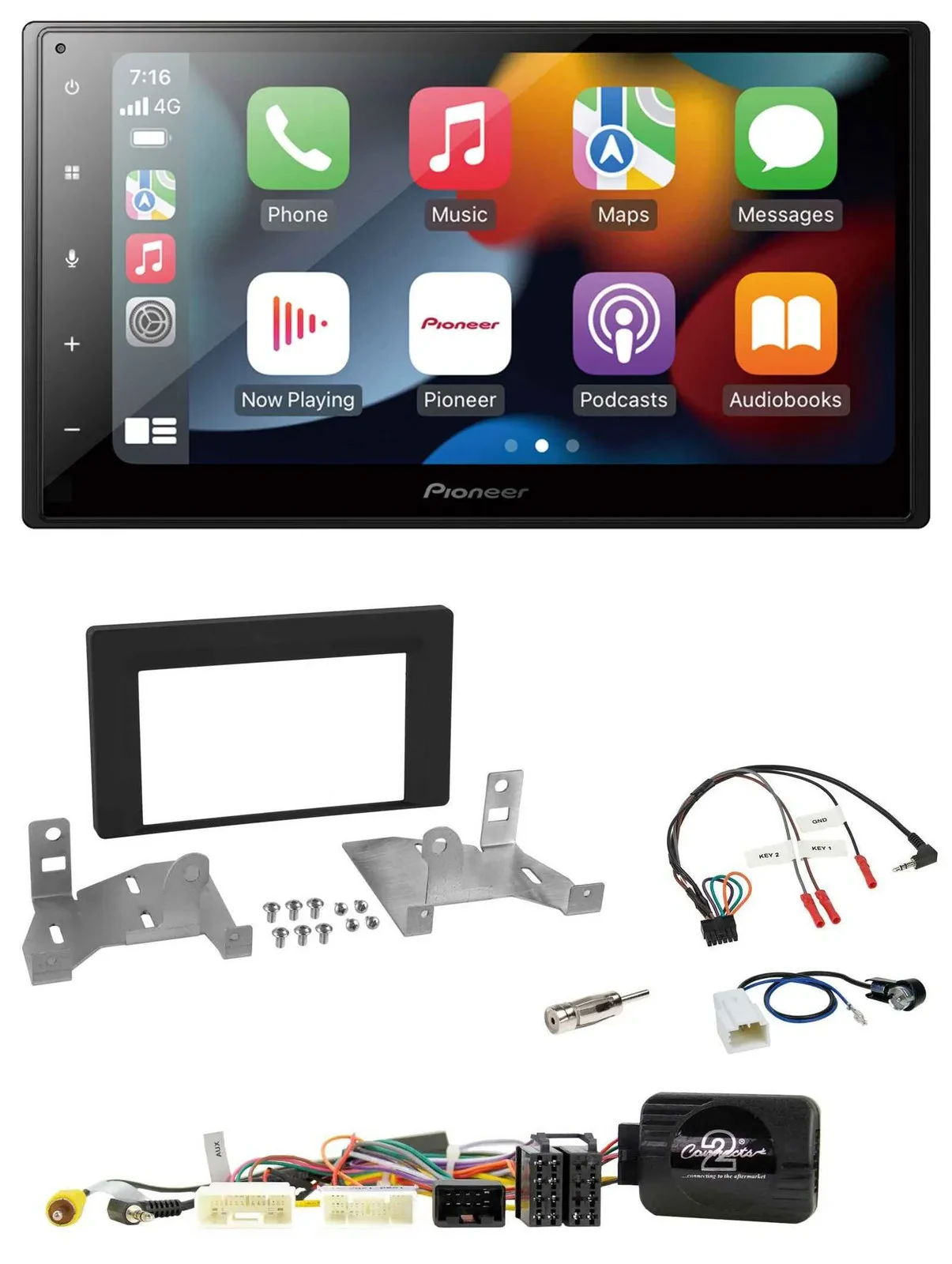 Автомагнитола для Toyota Aygo (с 2022) Pioneer DAB, Bluetooth, 2-DIN, USB, поддержка управления с руля, черный