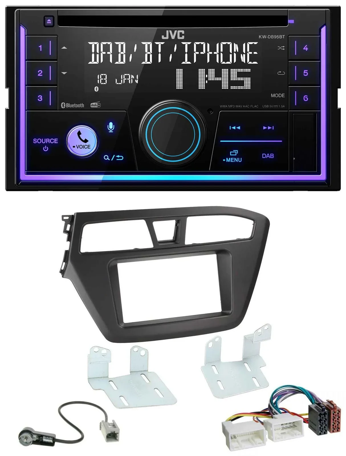 JVC MP3 USB 2DIN DAB Bluetooth CD Autoradio für Hyundai i20 (2014-2020)