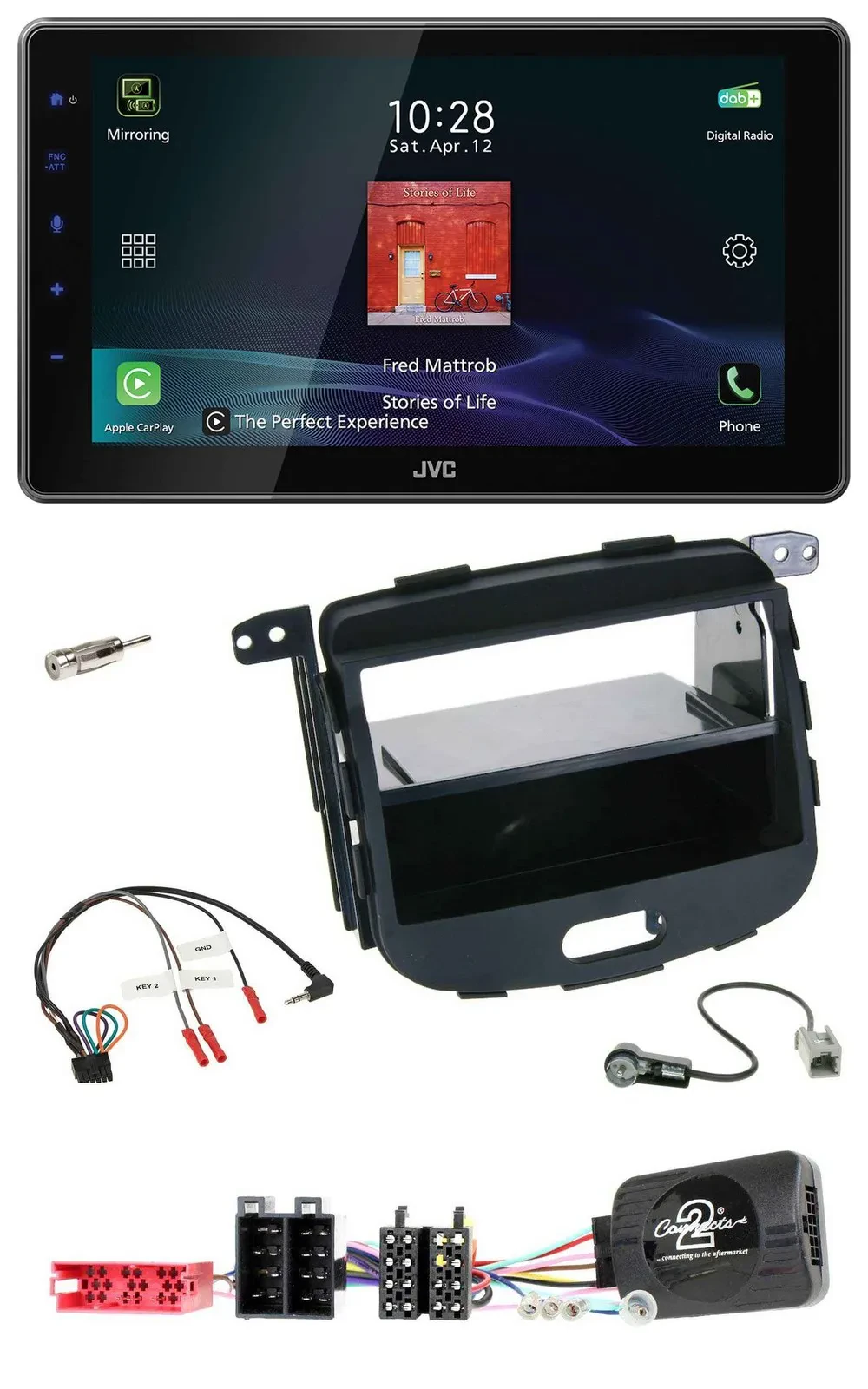 JVC DAB Lenkrad Bluetooth USB Autoradio für Hyundai i10 09-13 schwarz Rubber Tou