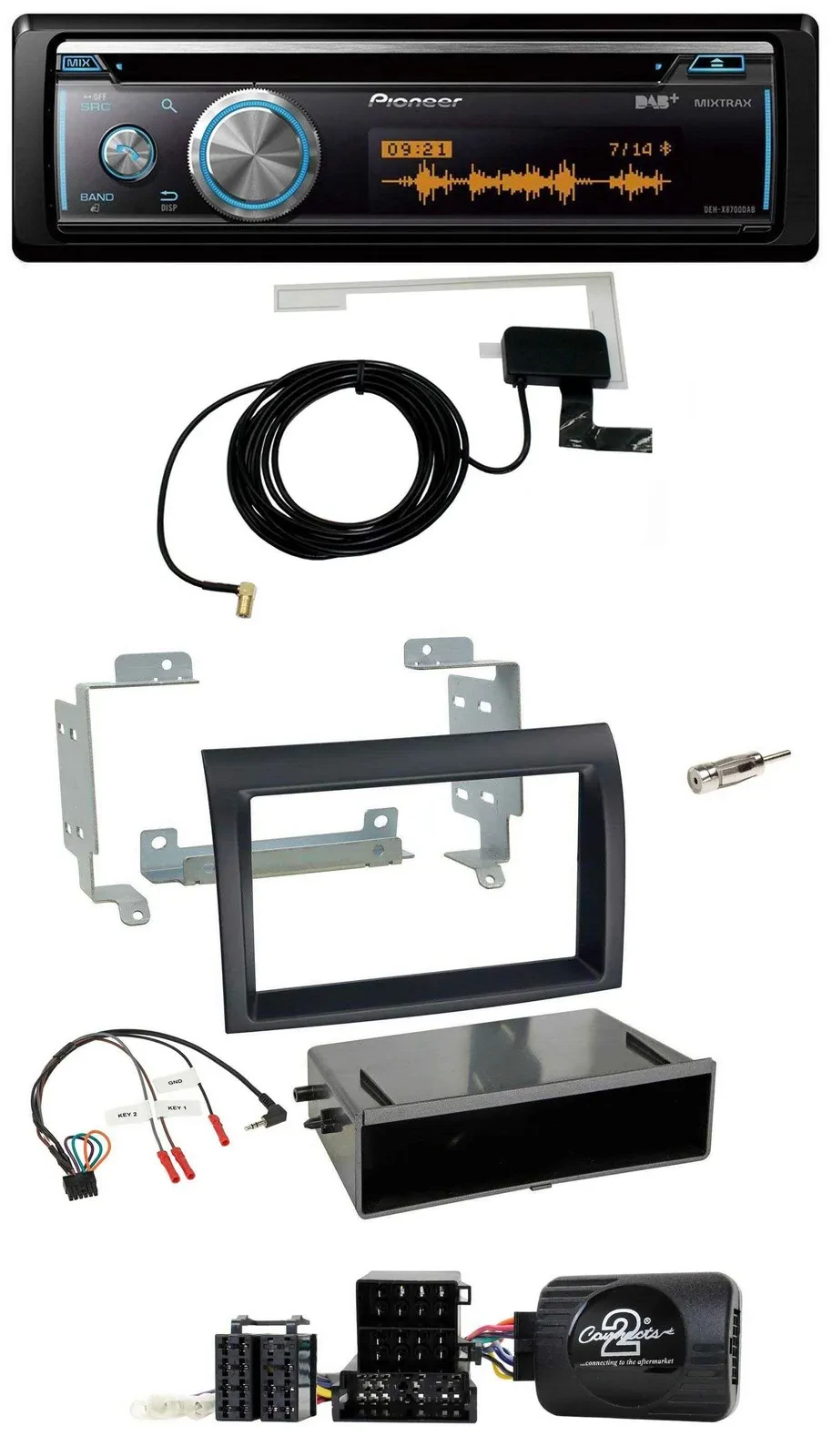 Pioneer Bluetooth DAB Lenkrad USB CD Autoradio für Fiat Ducato 06-08 schwarz