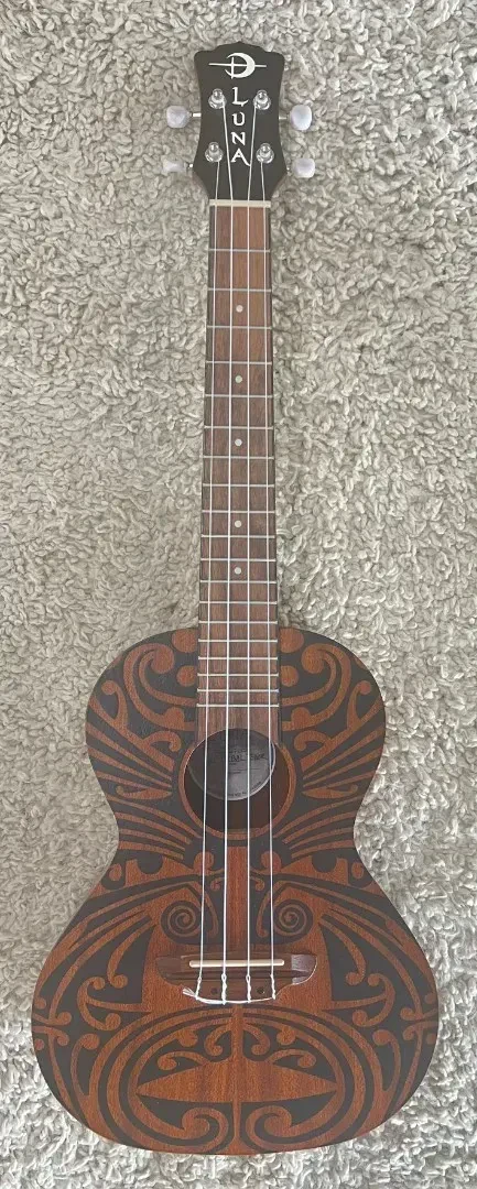 Luna UKE TRIBAL Tenor Size Mahogany Acoustic Ukulele - Satin Natural