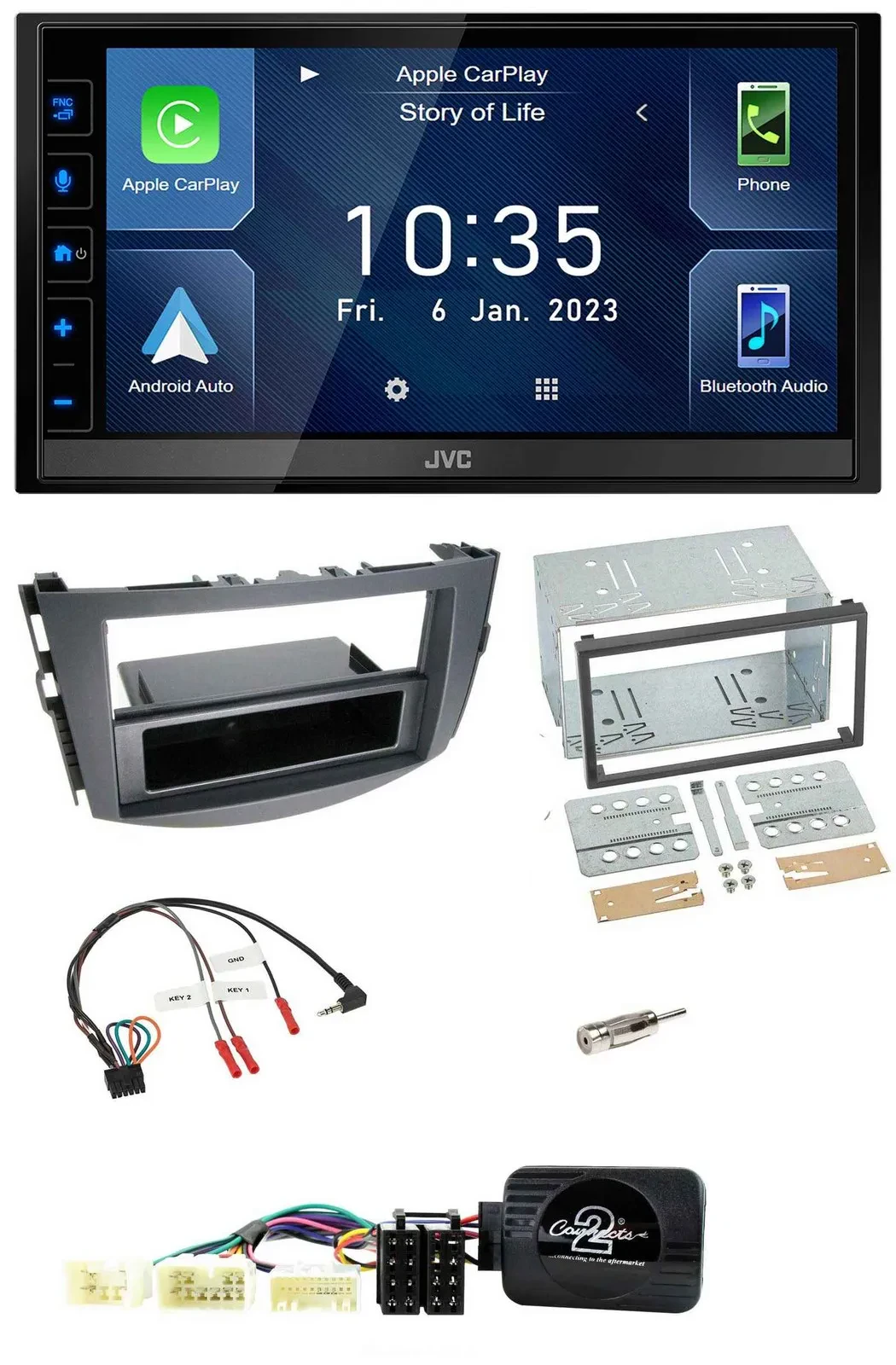 JVC DAB Bluetooth Lenkrad USB 2DIN Autoradio für Toyota RAV 4 2006-2011