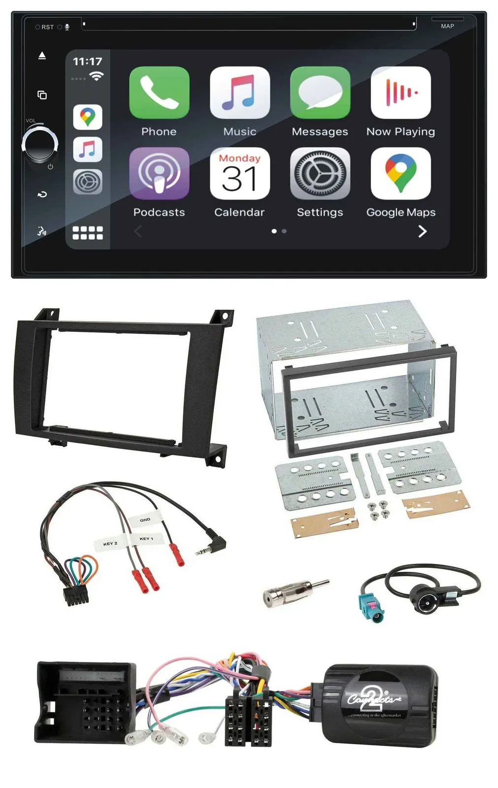 Blaupunkt USB DAB Bluetooth 2DIN TMC Lenkrad Navigation für Mercedes SLK R171 20
