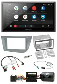 Pioneer USB 2DIN DAB Lenkrad Bluetooth Autoradio für Seat Leon 2005-2012 silber