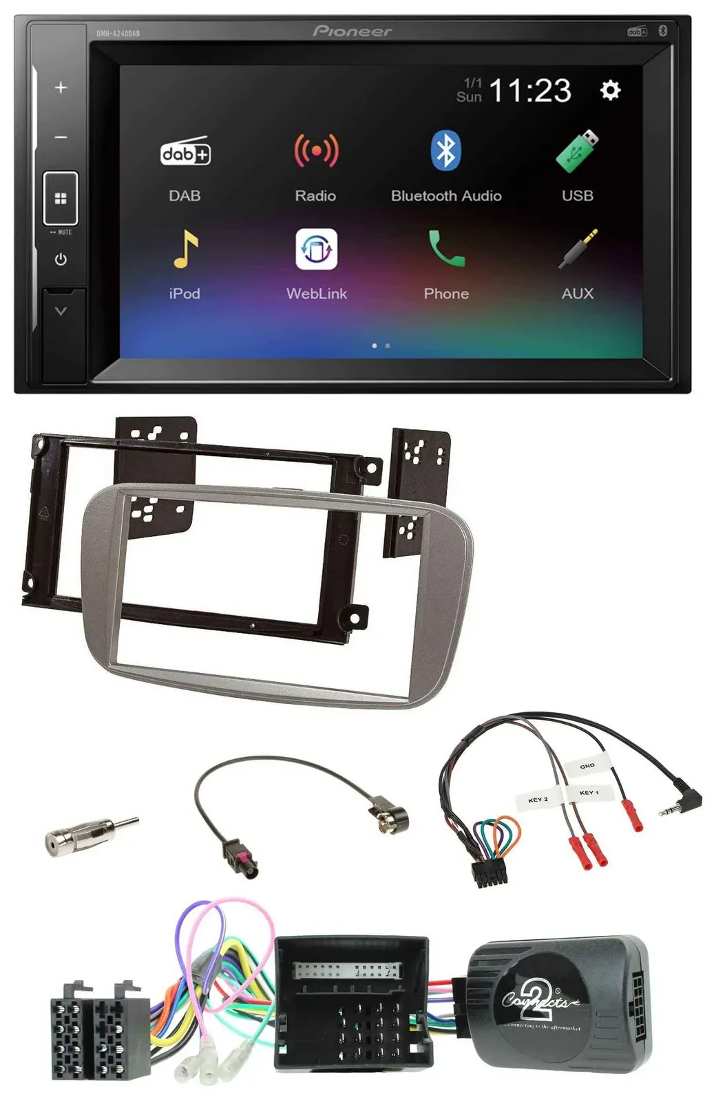Автомагнитола Pioneer 2DIN DAB Bluetooth USB для Ford Mondeo/S-Max 2007–2014 с поддержкой управления с руля