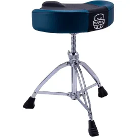 Mapex T855BL Стул с мото-сиденьем из дышащего винила, цвет сиденья: черно-синий, ось с резьбой, двойные ножки