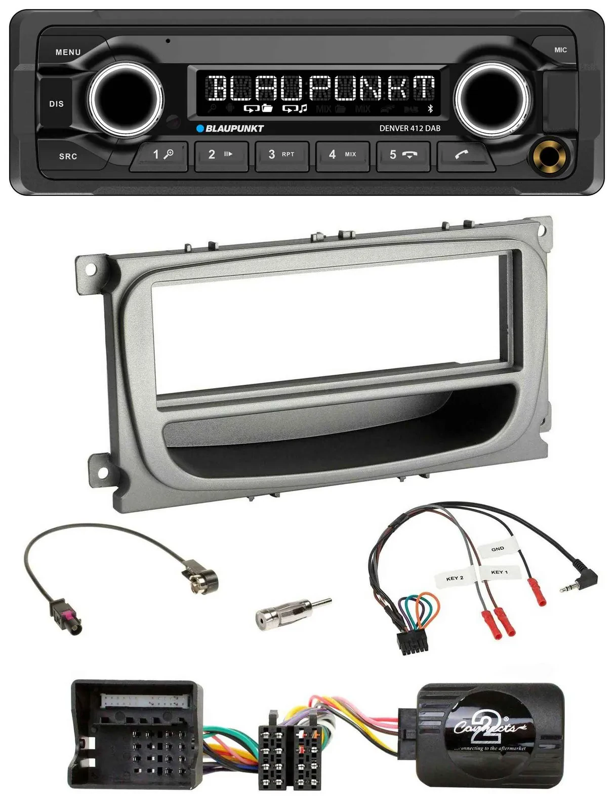 Blaupunkt Bluetooth DAB Lenkrad USB Autoradio für Ford Mondeo S-Max ab 2007 silb