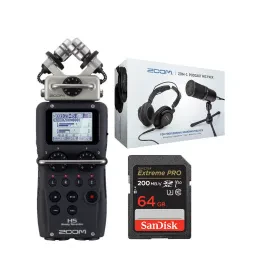 Zoom H5 Portable Handy Recorder with ZDM 1 Podcast Microphone Pack and 64GB Card